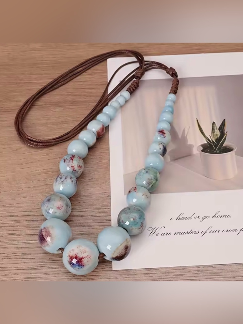 White and Lavender Beaded Necklace - Picture 4 of 4